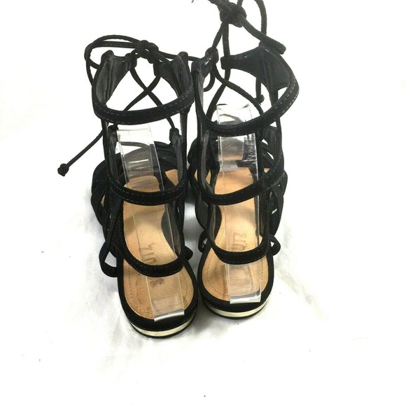Schutz Erlina Flat Gladiator Sandal Black Nubuck 6 - Picture 5 of 8